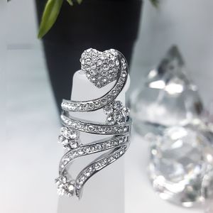 🆕️ Heart Crystal Rhinestones💖Fashion Silver Tone Ring